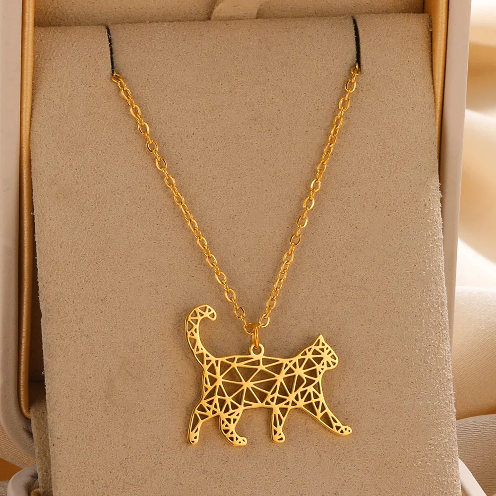 Gold Origami Animal Stainless Steel Pendant