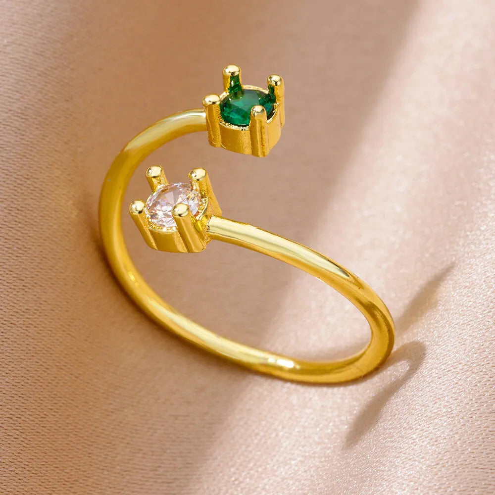 Stainless Steel Gold Plated Zircon Rings