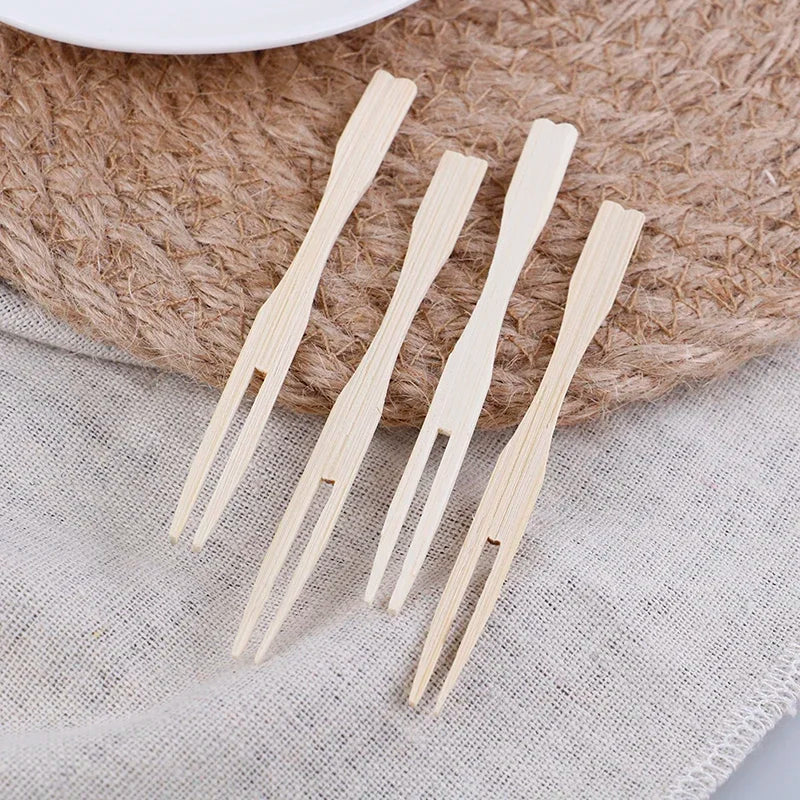 Bamboo Fruit Fork Dessert Cocktail Set