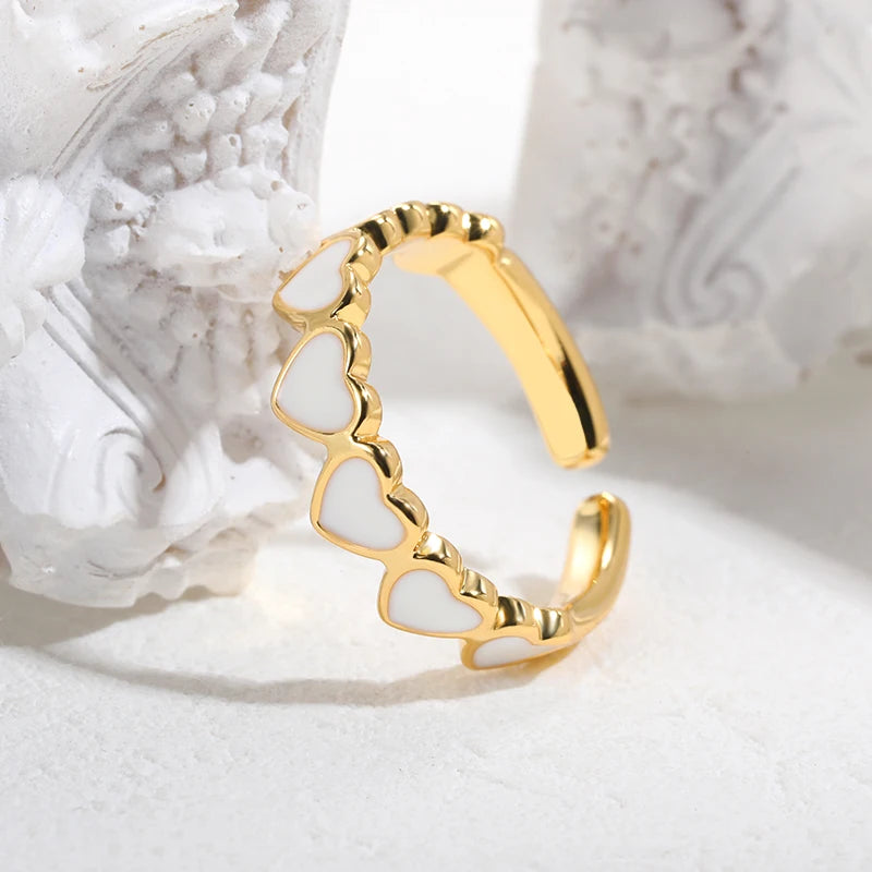 Simple Light Luxury Multicolor Love Heart Ring