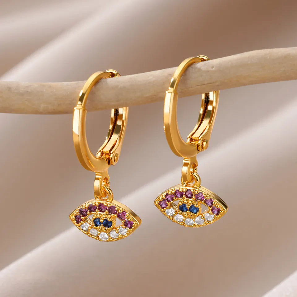 Aesthetic Luxury Zircon Evil Eye Hoop Earrings