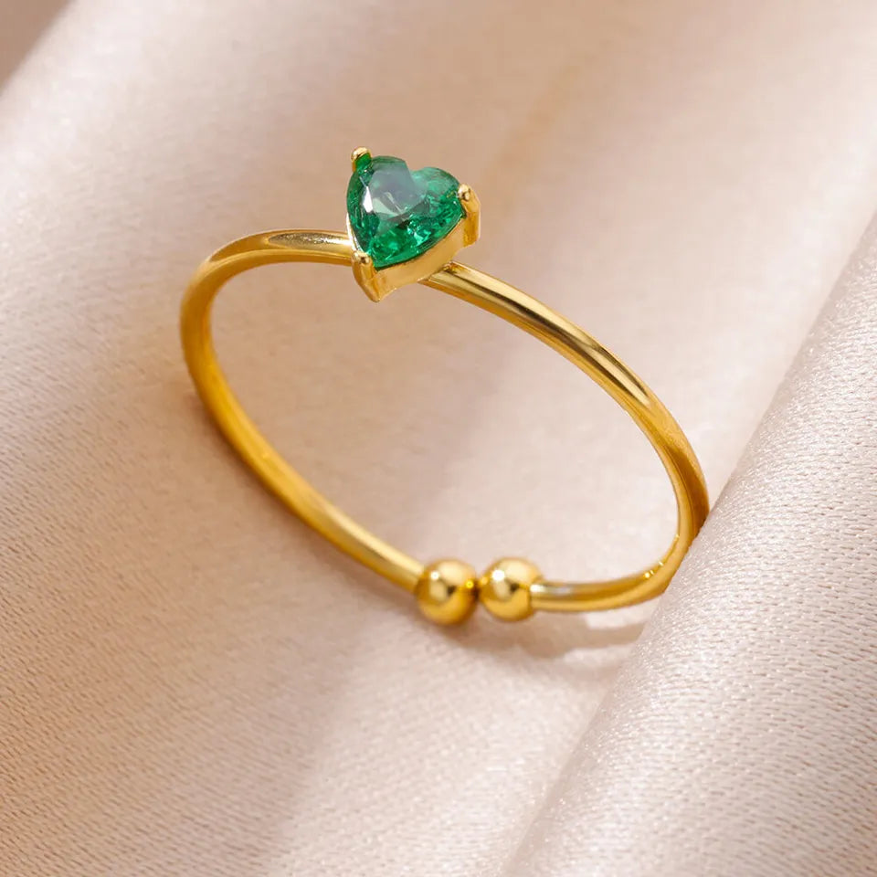 Adjustable Luxury Green Zircon Rings