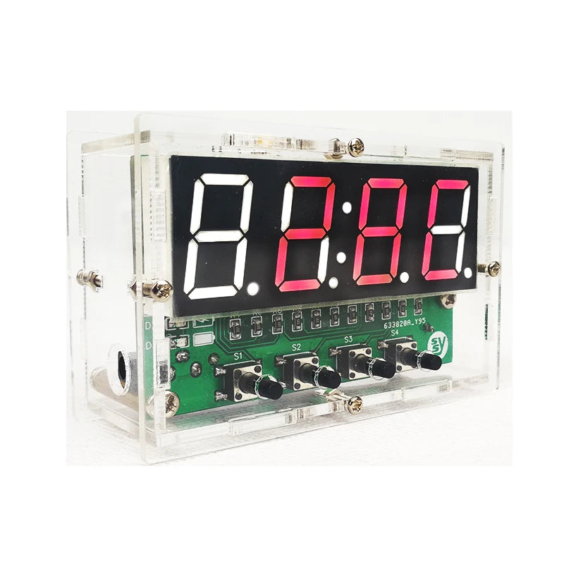 Multifunctional 4-Digit LED Clock Kit with Temperature