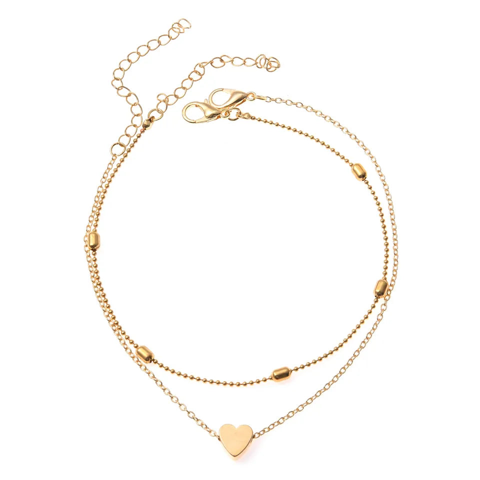 Fashion Multilayer Heart Anklets Foot Jewelry