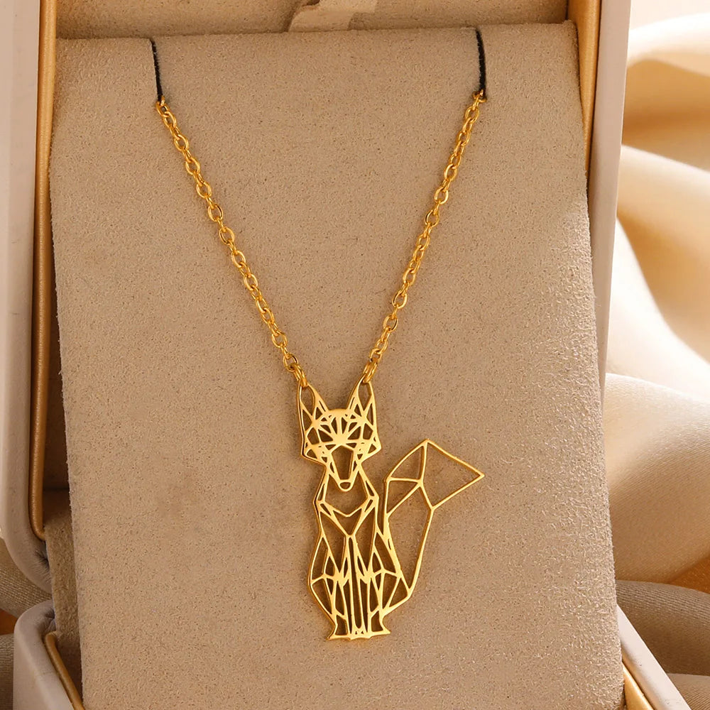 Gold Origami Animal Stainless Steel Pendant