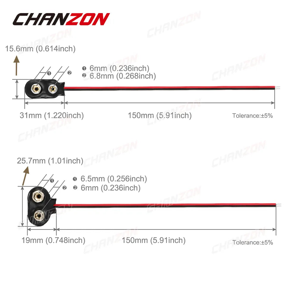 9V Battery Power Connector Snap Clip