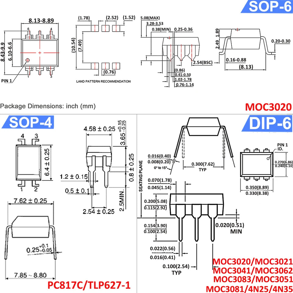 Optocoupler MOC3021 PC817 4N35 4N25 MOC3041