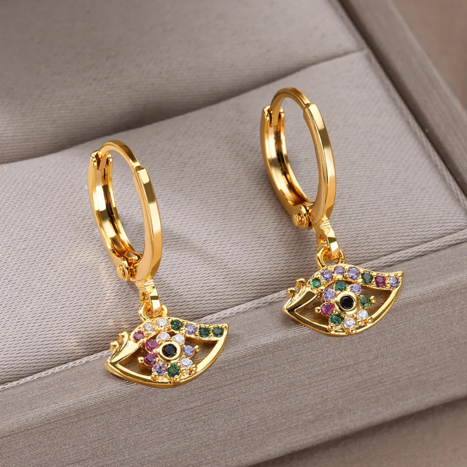 Aesthetic Luxury Zircon Evil Eye Hoop Earrings