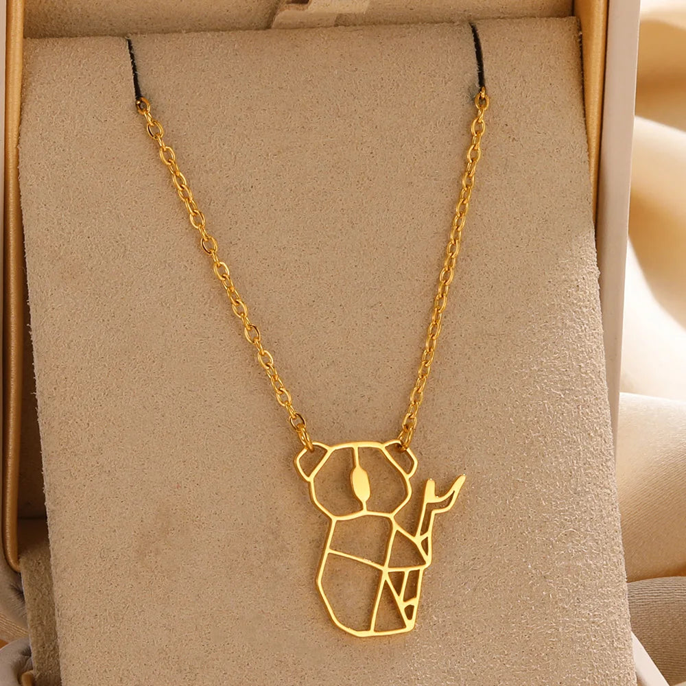 Gold Origami Animal Stainless Steel Pendant