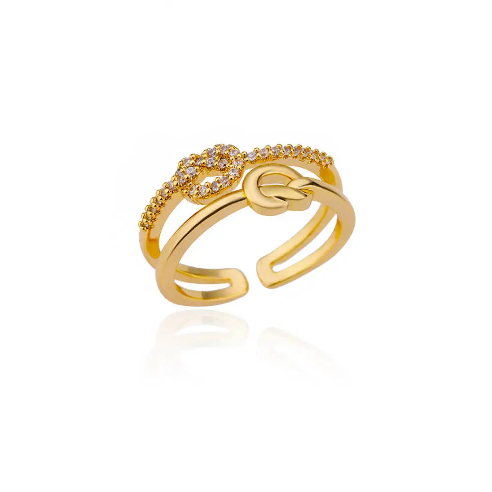 Stainless Steel Gold Plated Zircon Rings