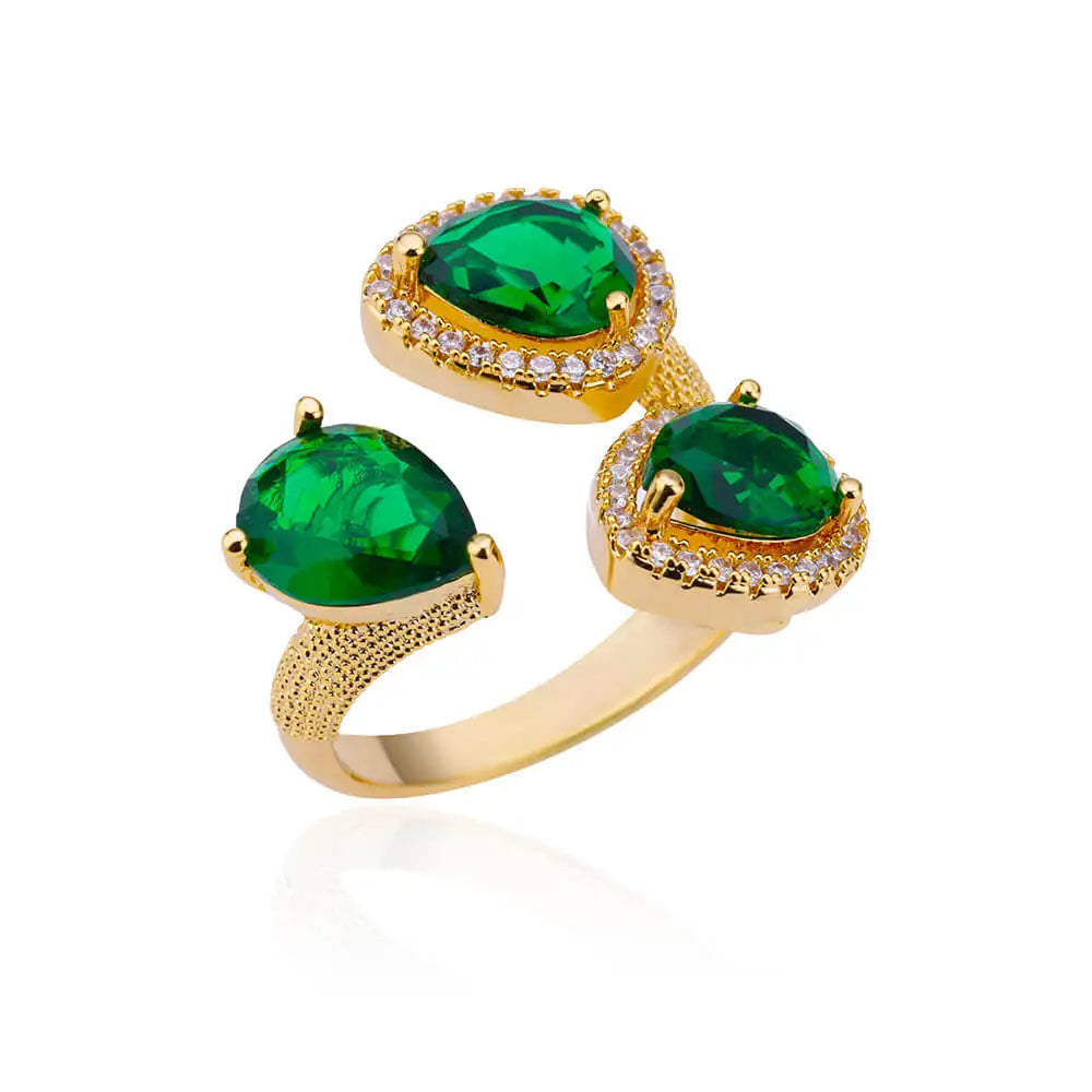 Adjustable Luxury Green Zircon Rings