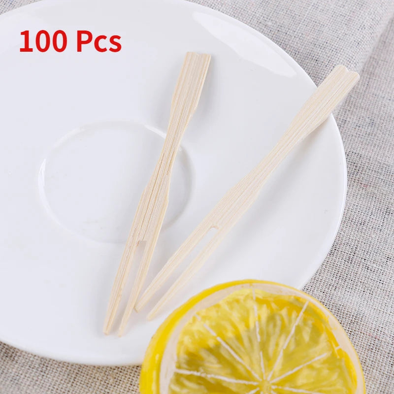 Bamboo Fruit Fork Dessert Cocktail Set