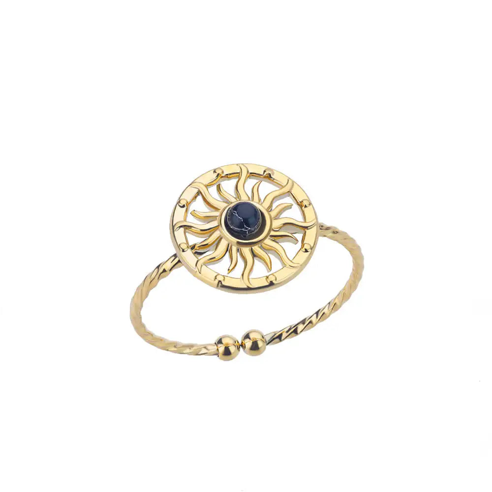 Gold Stainless Steel Sun Ring