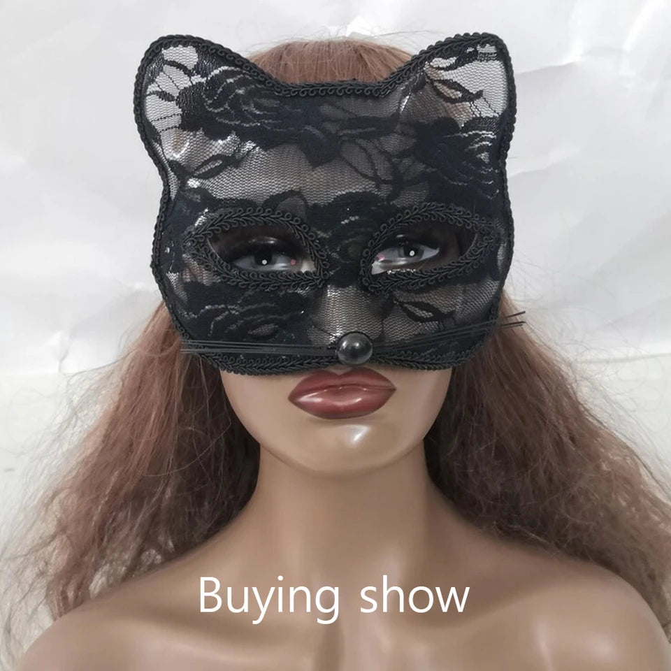 Lace Cat Mask for Halloween Cosplay