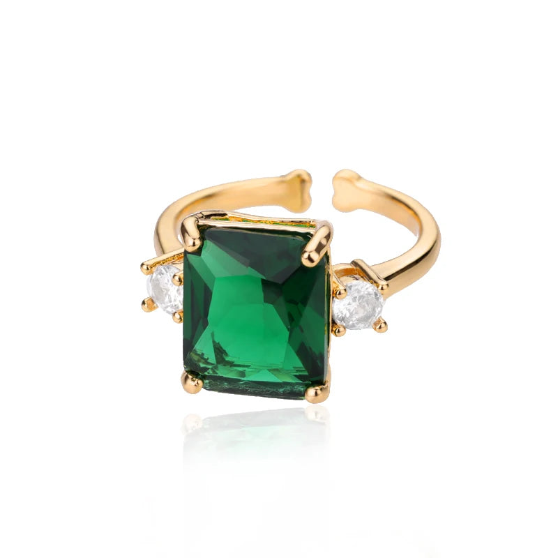 Adjustable Luxury Green Zircon Rings