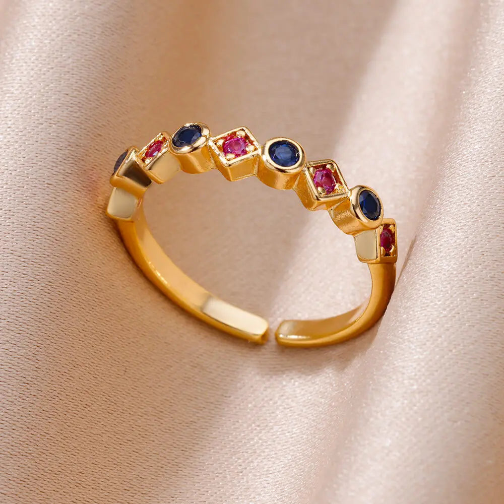 Gold Color Zircon Heart Rings