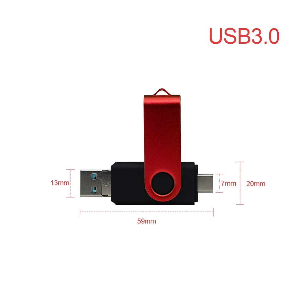 Metal USB Flash Drive 3 IN 1 USB 3.0 &amp; Type C &amp; Micro USB Stick OTG Pen Drive 512GB 256GB 128GB 64GB 32GB Pendrive U Disk