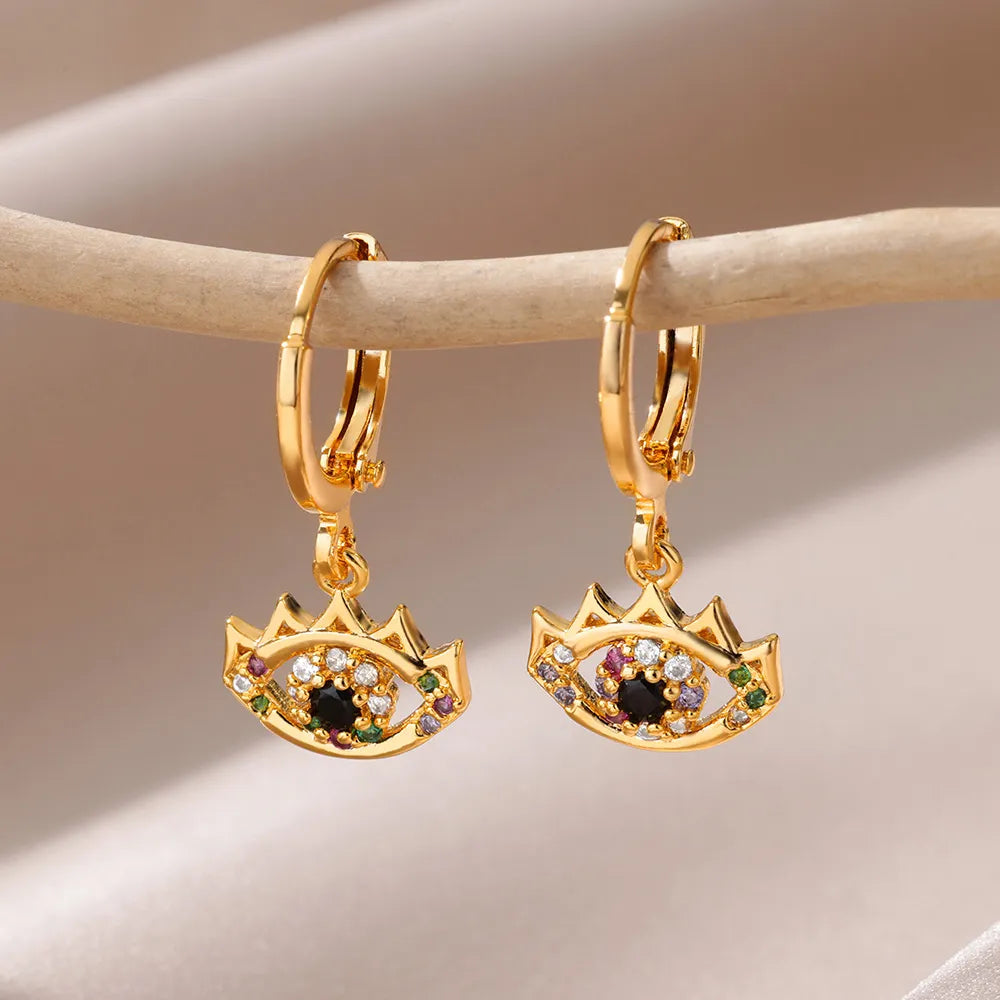 Aesthetic Luxury Zircon Evil Eye Hoop Earrings