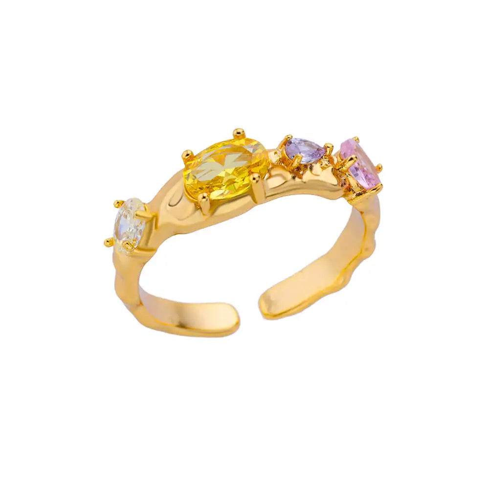 Gold Color Zircon Heart Rings