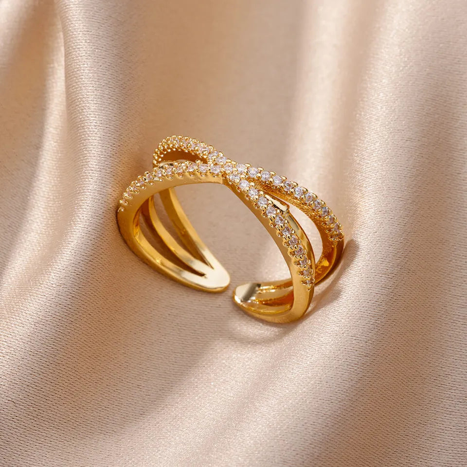 Gold Color Zircon Heart Rings