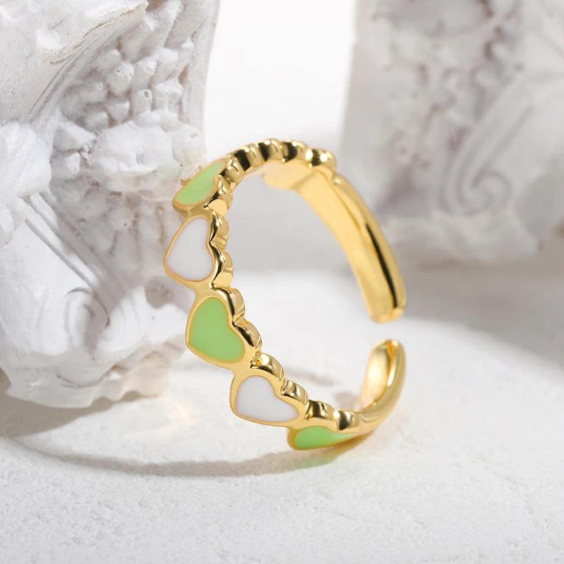 Simple Light Luxury Multicolor Love Heart Ring