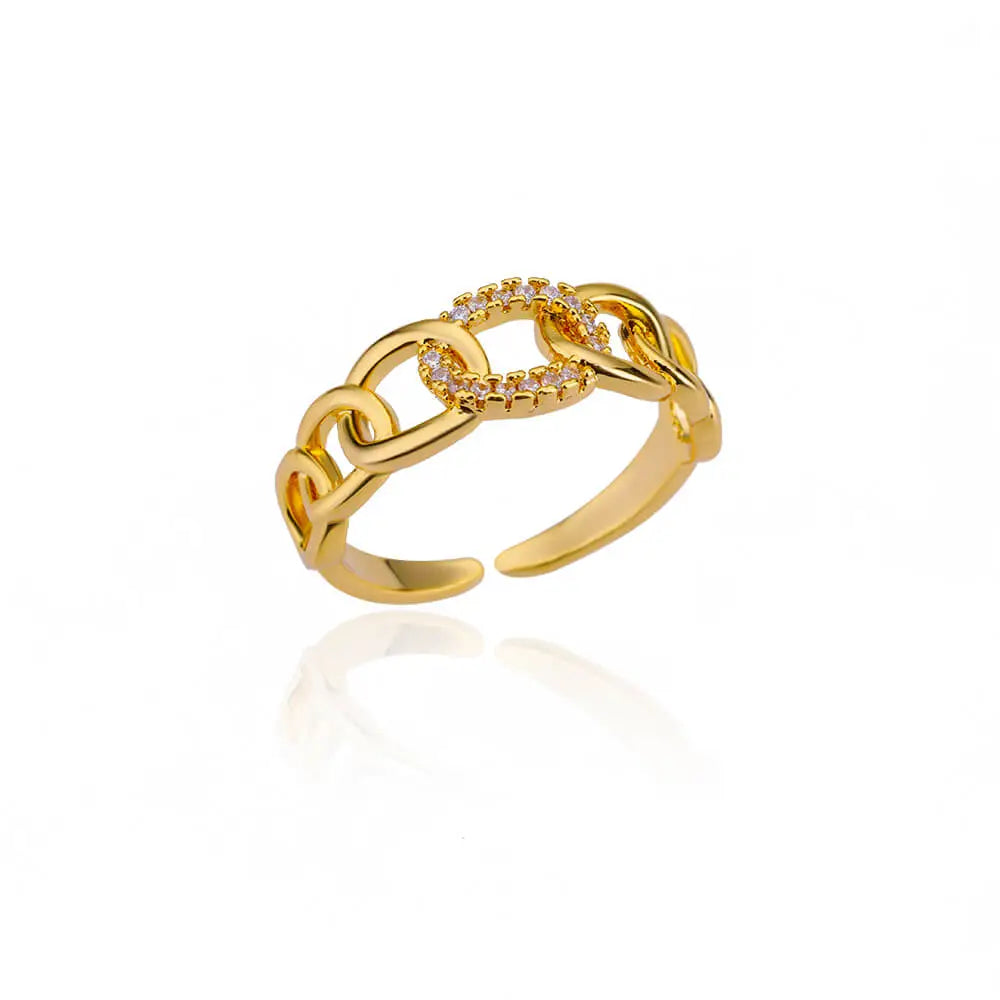 Stainless Steel Gold Plated Zircon Rings