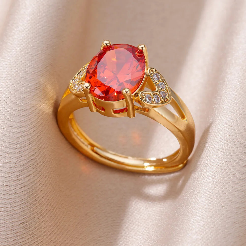 Stainless Steel Gold Plated Zircon Rings