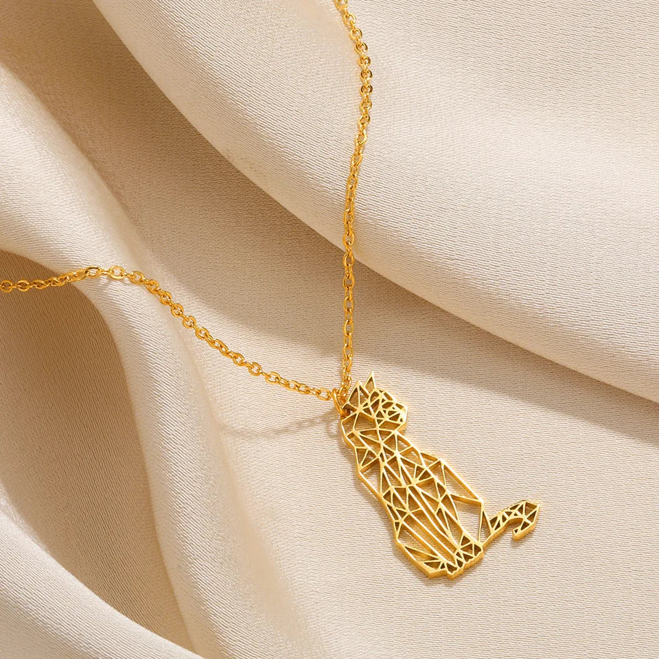 Gold Origami Animal Stainless Steel Pendant