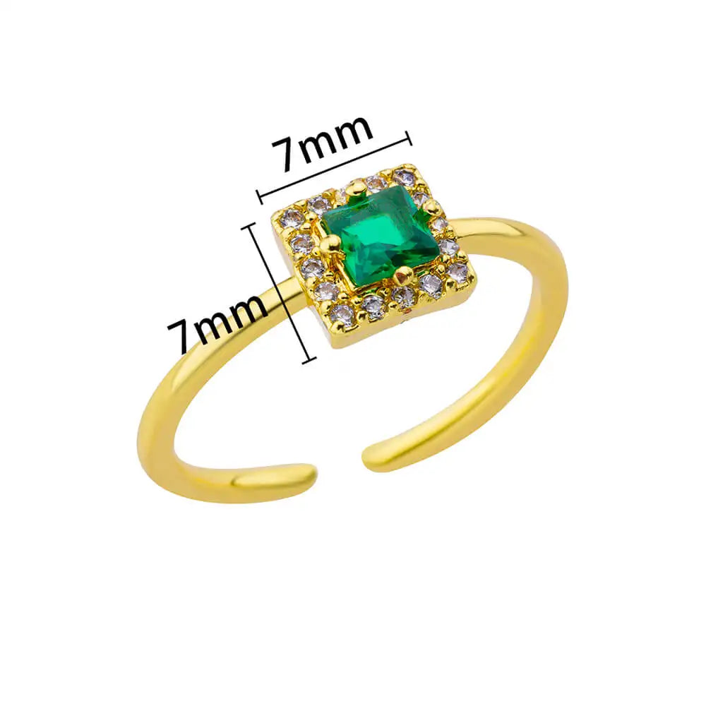 Adjustable Luxury Green Zircon Rings