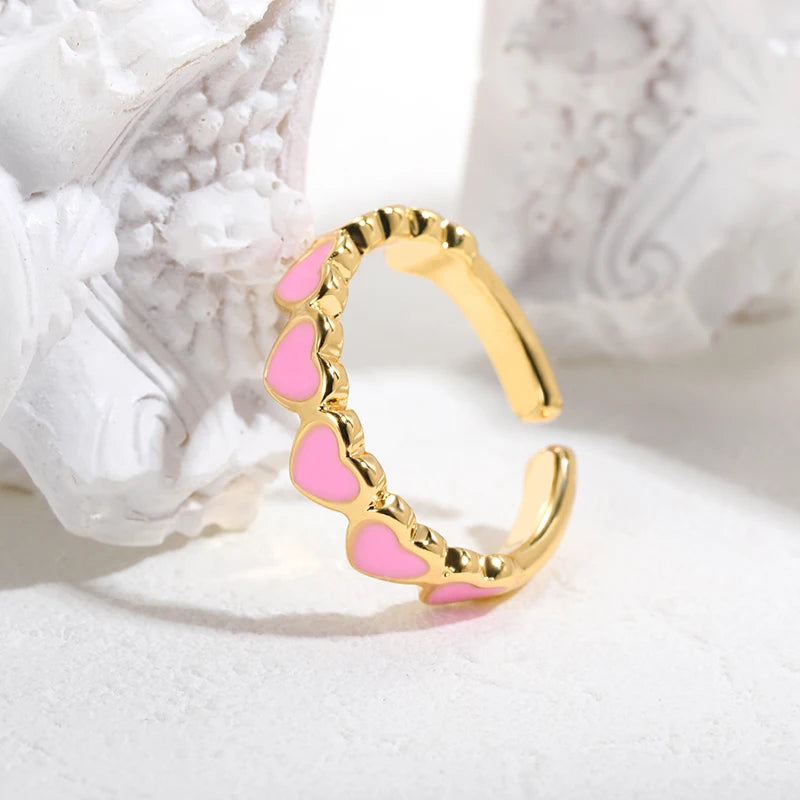 Simple Light Luxury Multicolor Love Heart Ring