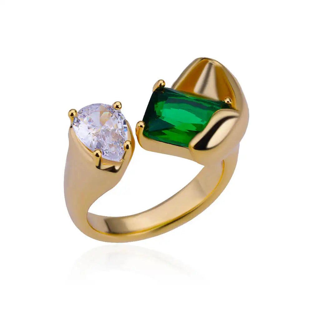 Adjustable Luxury Green Zircon Rings