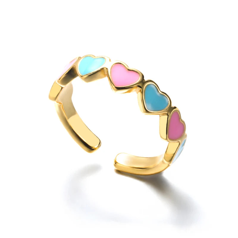 Simple Light Luxury Multicolor Love Heart Ring