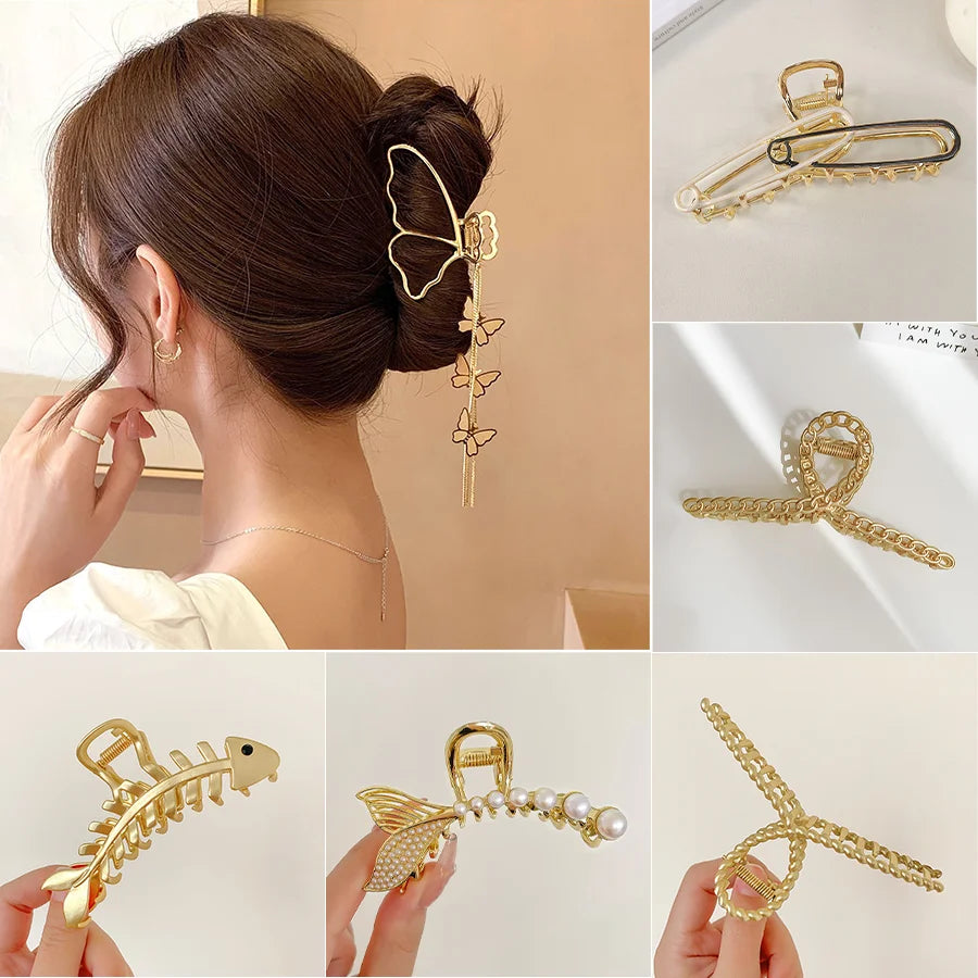 Geometric Hair Clips: Gold Metal Hair Accessories