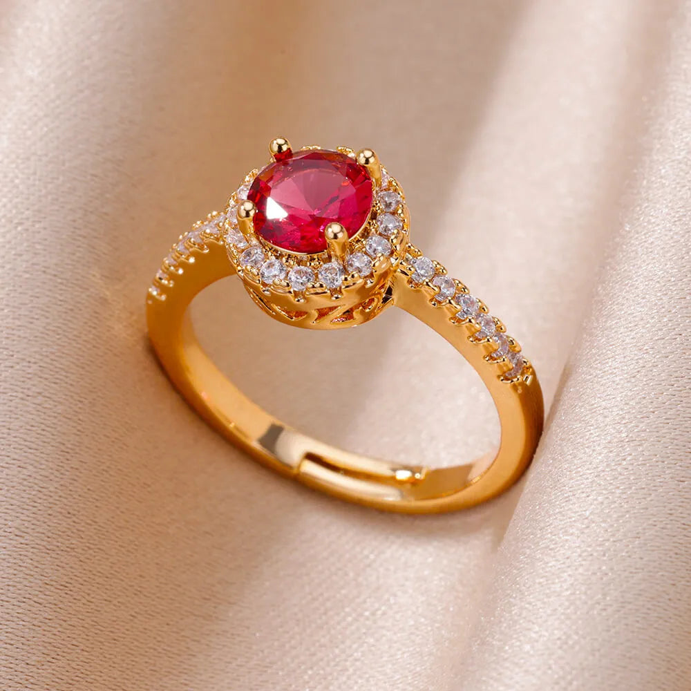 Stainless Steel Gold Plated Zircon Rings