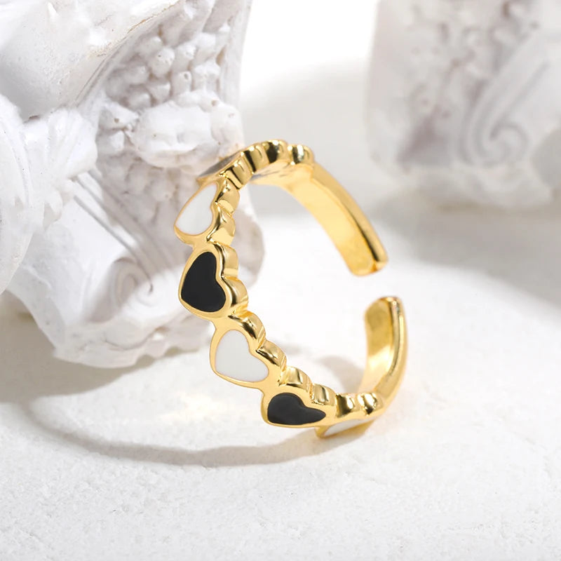 Simple Light Luxury Multicolor Love Heart Ring