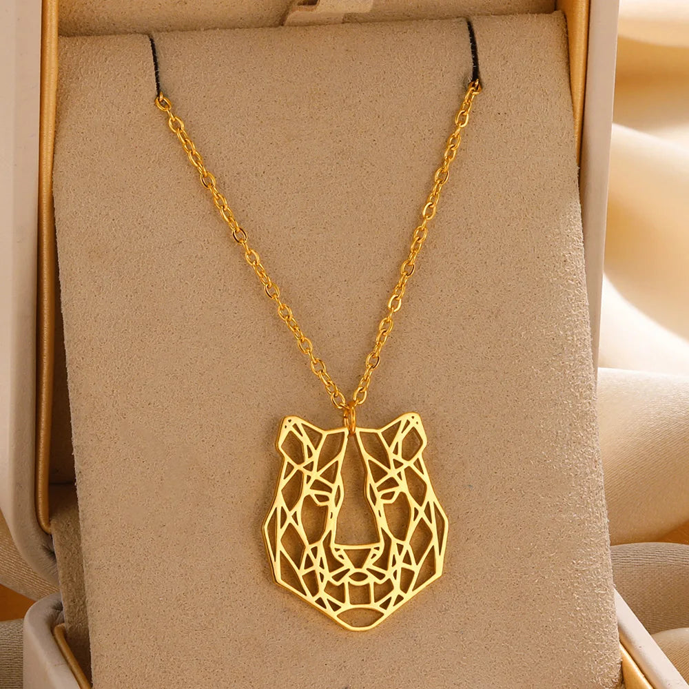 Gold Origami Animal Stainless Steel Pendant