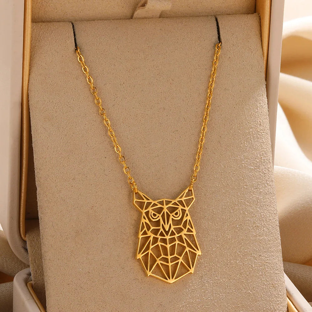 Gold Origami Animal Stainless Steel Pendant